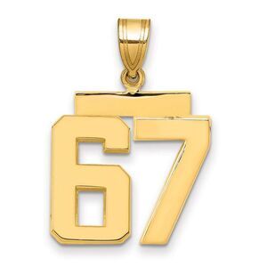 14k Yellow Gold, Athletic Collection Medium Polished Number 67 Pendant